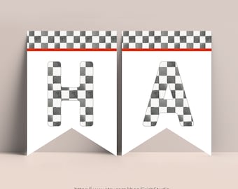 MODIFICABILE Banner di compleanno di due banner veloci Modello di banner di compleanno di due auto da corsa di compleanno veloce Banner personalizzato Compleanno di auto da corsa R104
