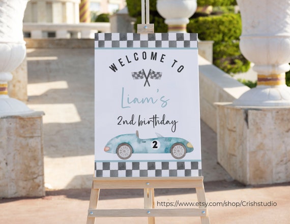 EDITABLE TWO fast Birthday Party Signs Racecar Welcome sign Decorations Racing  vintage Yard sign Instant download Templates Printable R102