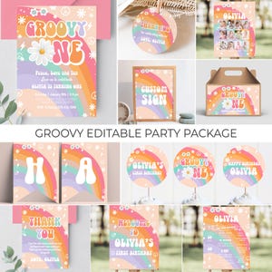 EDITABLE Groovy ONE Birthday Package First Birthday Groovy Party Barnyard Birthday Birthday Decorations Groovy Baby Groovy Party Decor G102
