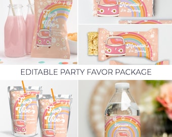 EDITABLE Groovy Birthday Party Favor Package Five Is a Vibe Groovy Decorations Groovy Theme Party Groovy Birthday Bundle 5th Birthday G205