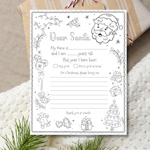 Carta a Santa Carta para colorear imprimible a Santa Carta fácil de imprimir Carta a Santa Descarga instantánea a la plantilla de Santa Carta a Santa