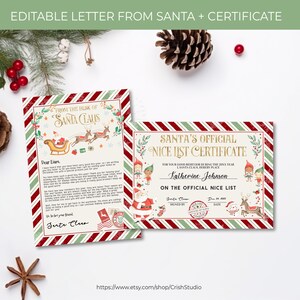 Kit imprimible de elfo Carta de llegada de elfo Cartas de elfo Carta de bienvenida de elfo Paquete de elfos Carta de certificado de Santa de Santa SL101