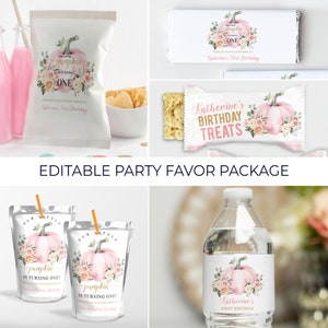 EDITIERBAR Unser kleiner Kürbis Party Favor Paket Kürbis 1. Geburtstag Herbst Geburtstag Kürbis Geburtstag Kürbis ein Herbst Geburtstag Dekor PB102