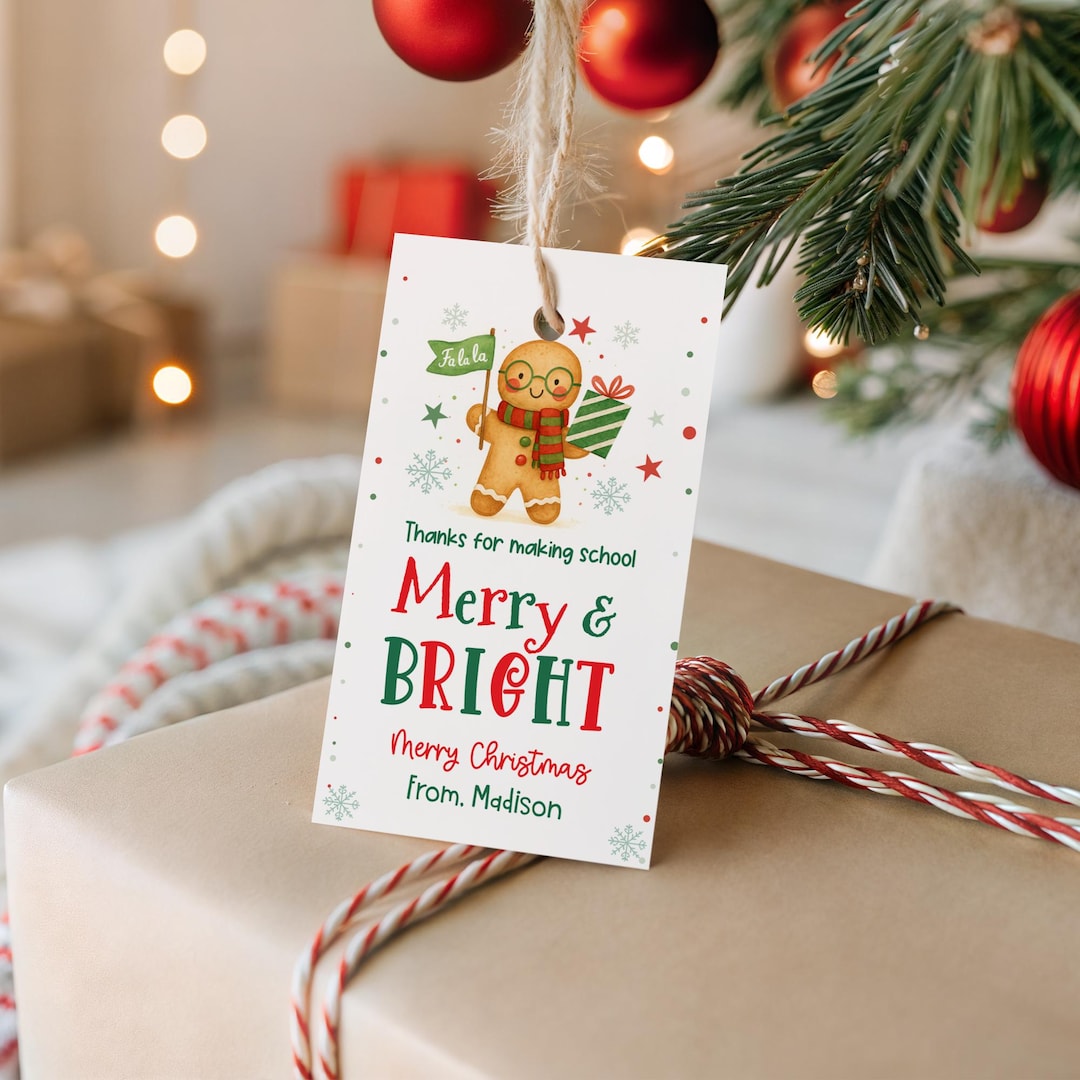 Editable Merry & Bright Christmas Gift Tag Teacher Christmas Gift Tag ...