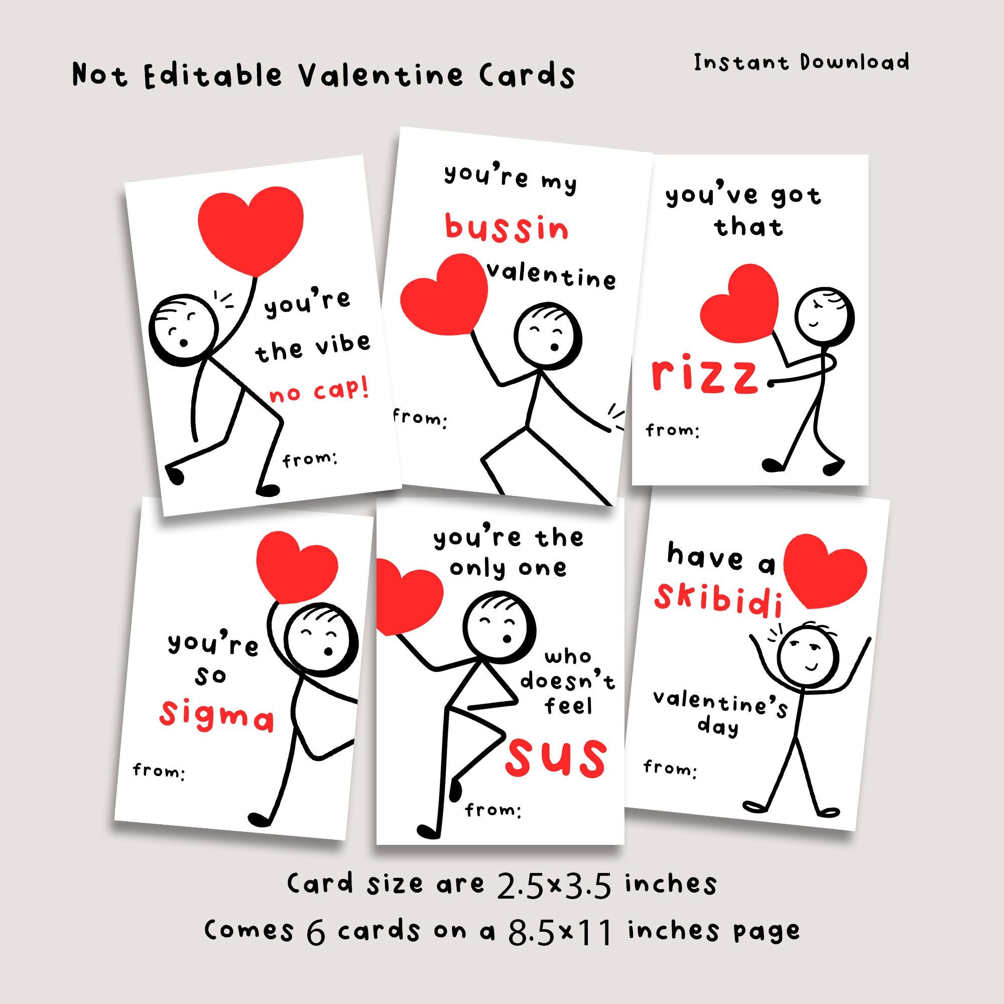 Instant Download Slang Kids Valentine's Day Cards Funny Printable ...