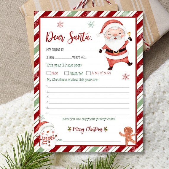 Letter to Santa Printable Easy to Print Letter to Santa Letter