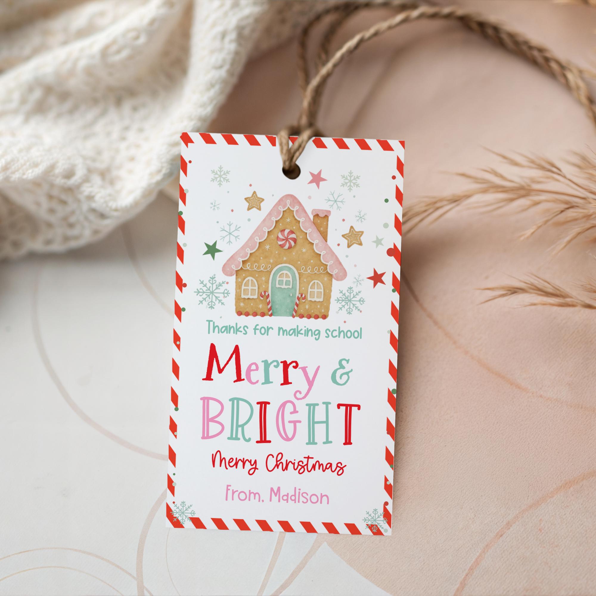 Editable Merry & Bright Christmas Gift Tag Teacher Christmas Gift Tag ...