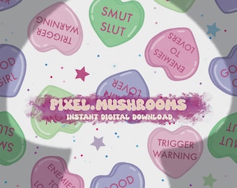 Candy Heart Smut Reader Romantasy seamless digital file seamless pattern handdrawn art