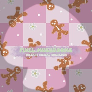 Checkered Gingerbread seamless digital file seamless pattern handdrawn