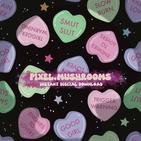 Candy Heart Smut Reader Romantasy seamless digital file seamless pattern handdrawn art