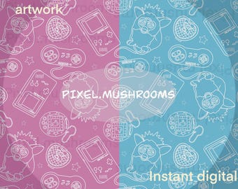 90s Nostalgia Bundle Retro Vintage seamless digital file seamless pattern handdrawn