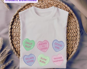Heart Candy Smut Reader Romantasy Valentine’s Day  PNG digital file seamless pattern handdrawn art  instant download