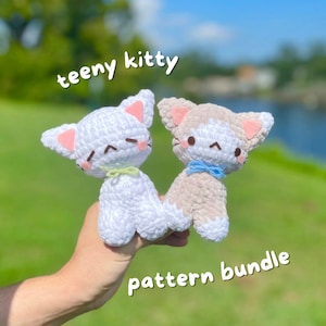 teeny kitty pattern bundle downloadable pdf crochet amigurumi cat plushie kitten kitty pdf pattern bundle