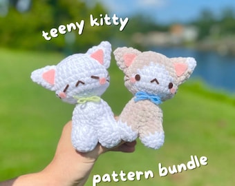 Crochet Amigurumi Cat Pattern Bundle: Teeny Kitty Plushie (PDF Pattern)