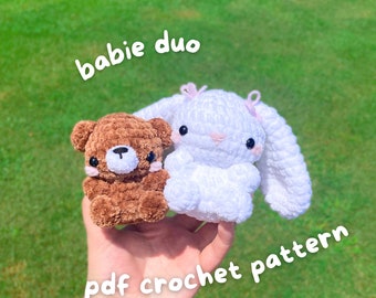 babie bear and babie buns crochet pdf crochet pattern amigurumi teddy bear bunny rabbit instructions