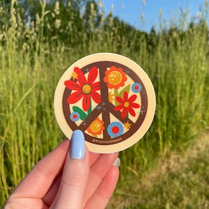 Peace Sign Flowers Weatherproof Vinyl Sticker