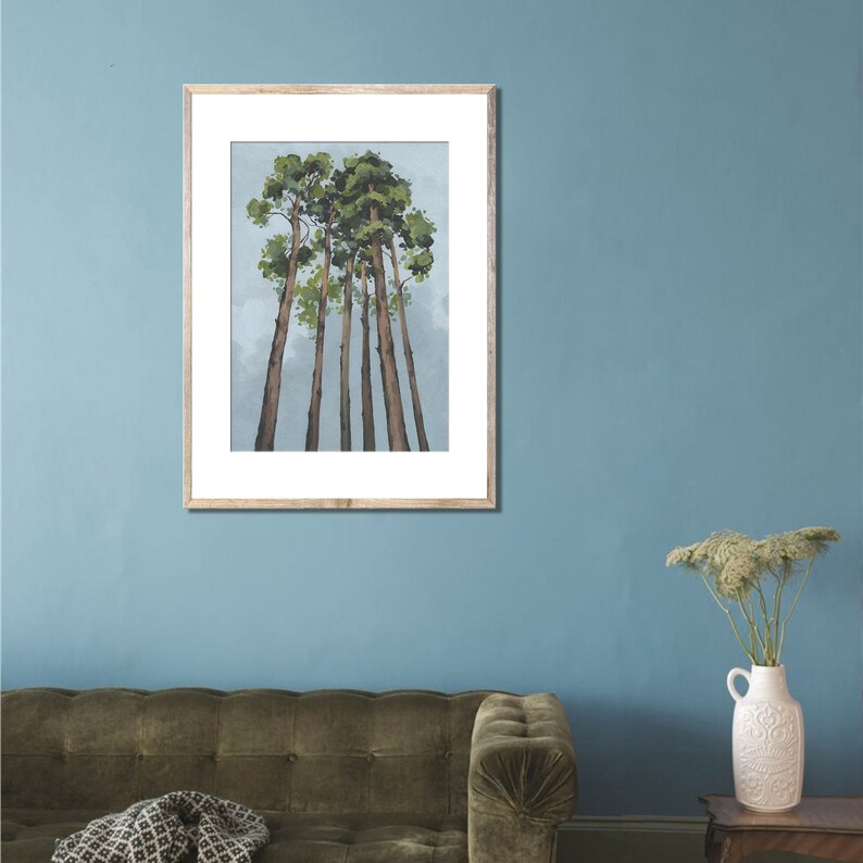 Pine Trees Painting Tall Pines Art Print Evergreen Trees Oil - Etsy