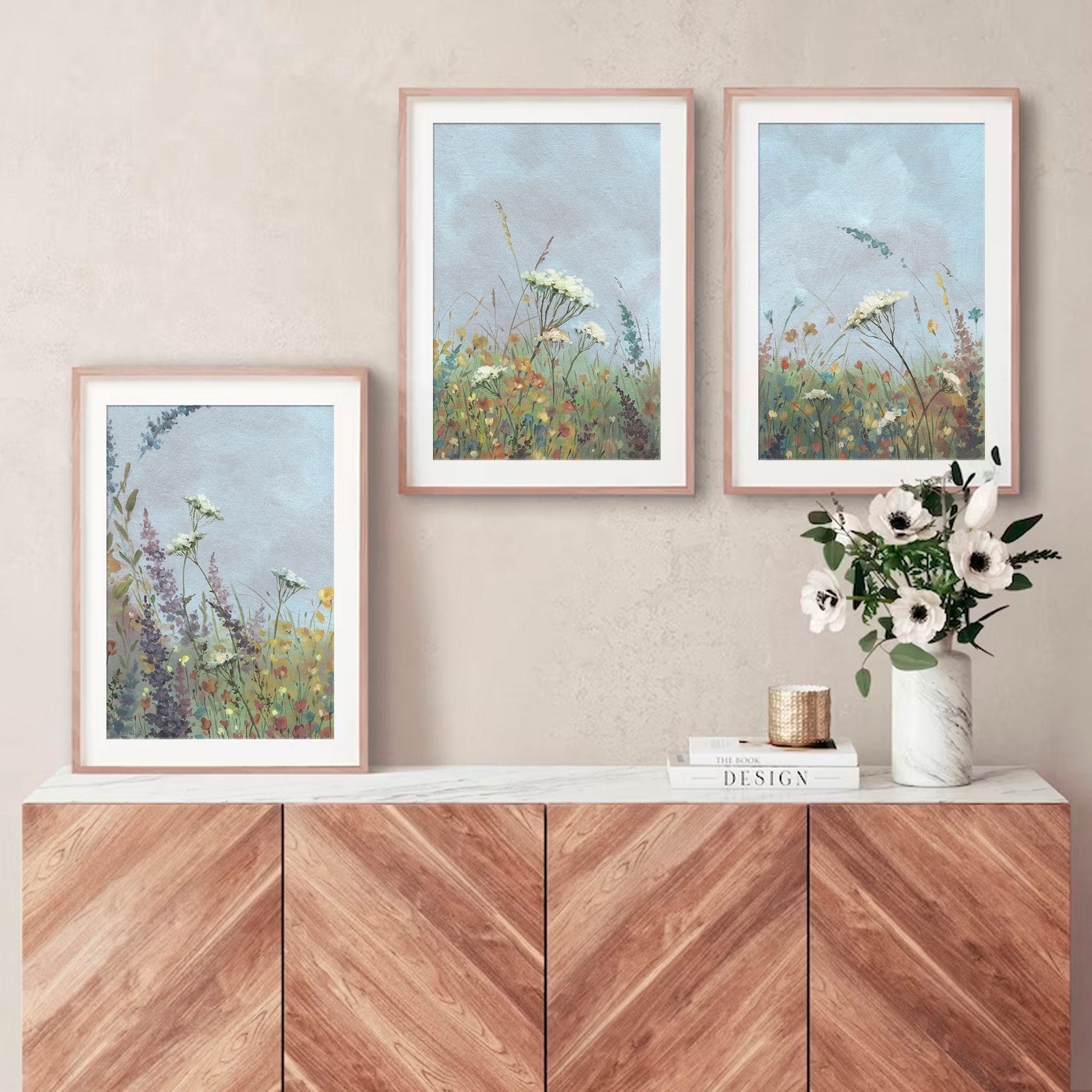 Wildflowers Set of 3 Prints Meadow Flowers Oil Painting Botanical ...