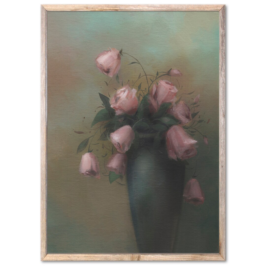 Roses Bouquet Art Print Roses Still Life Oil Painting Vintage Flowers ...