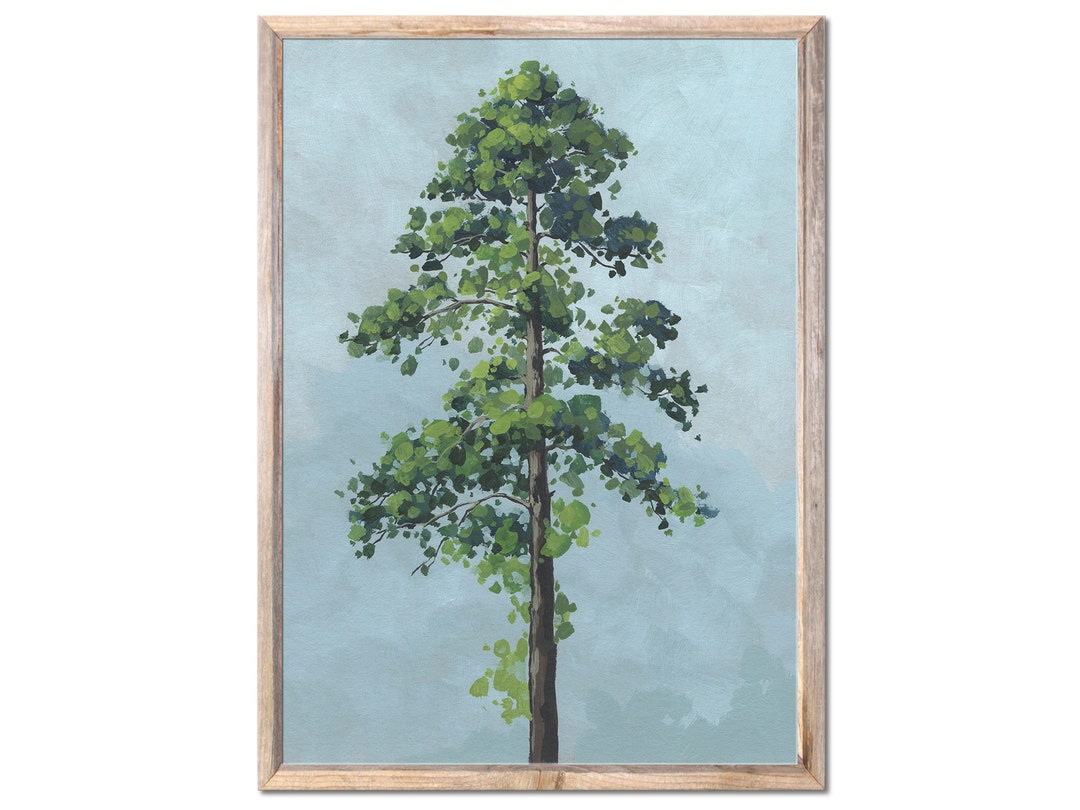 Pine Tree Painting Evergreen Tree Art Print Yosemite Pines Oil Etsy