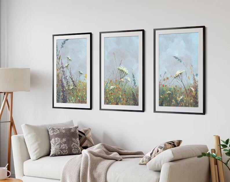 Wildflowers Set of 3 Prints Meadow Flowers Oil Painting Botanical ...
