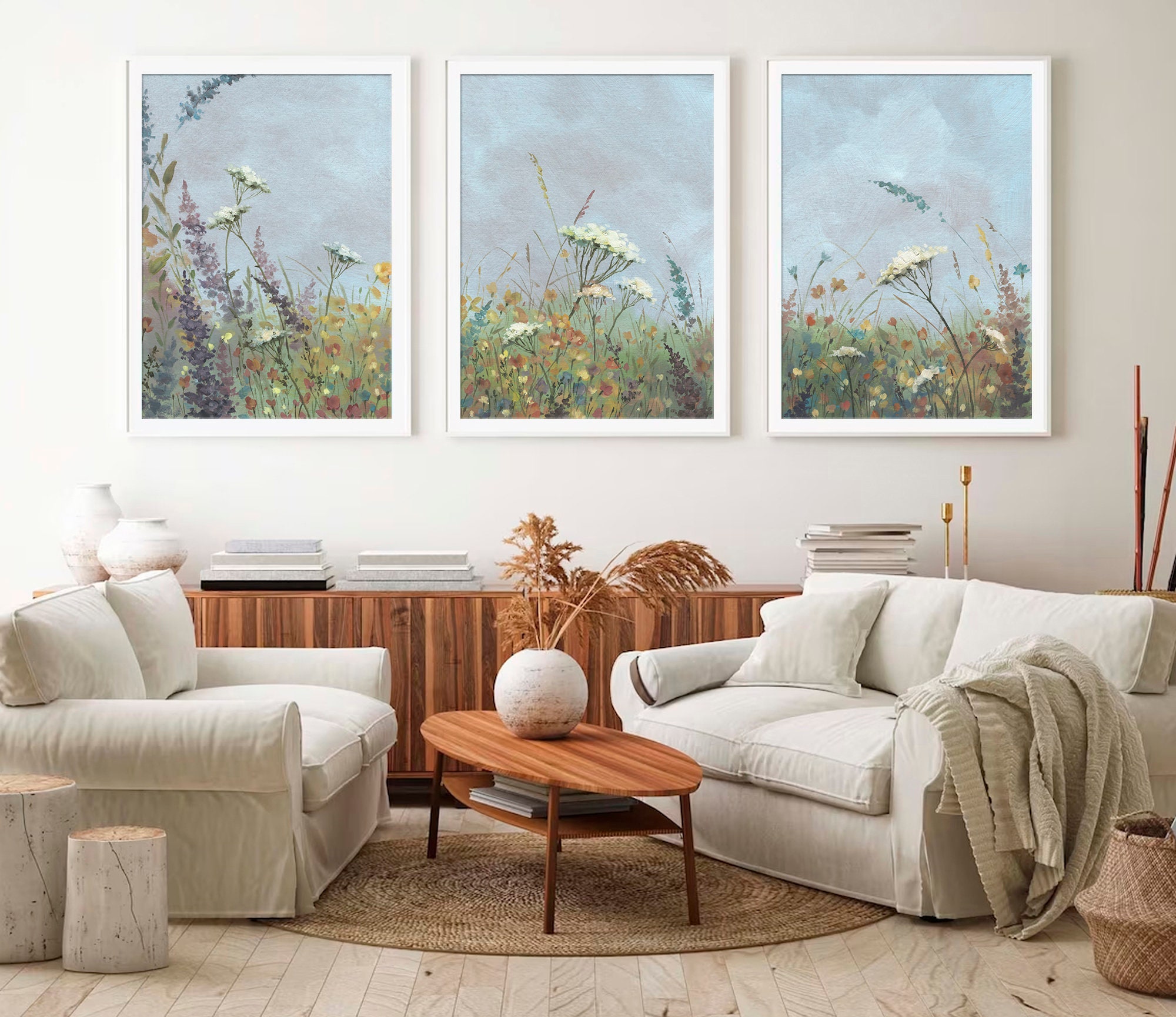 Wildflowers Set of 3 Prints Meadow Flowers Oil Painting Botanical ...