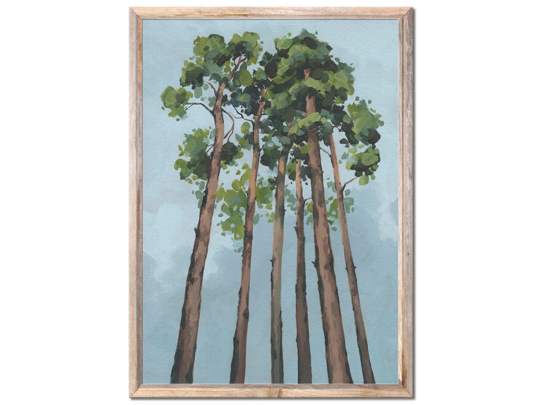Pine Trees Painting Tall Pines Art Print Evergreen Trees Oil - Etsy