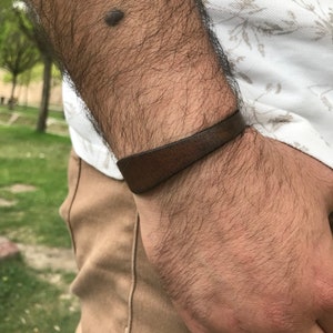 tan color handmade leather men's bracelet