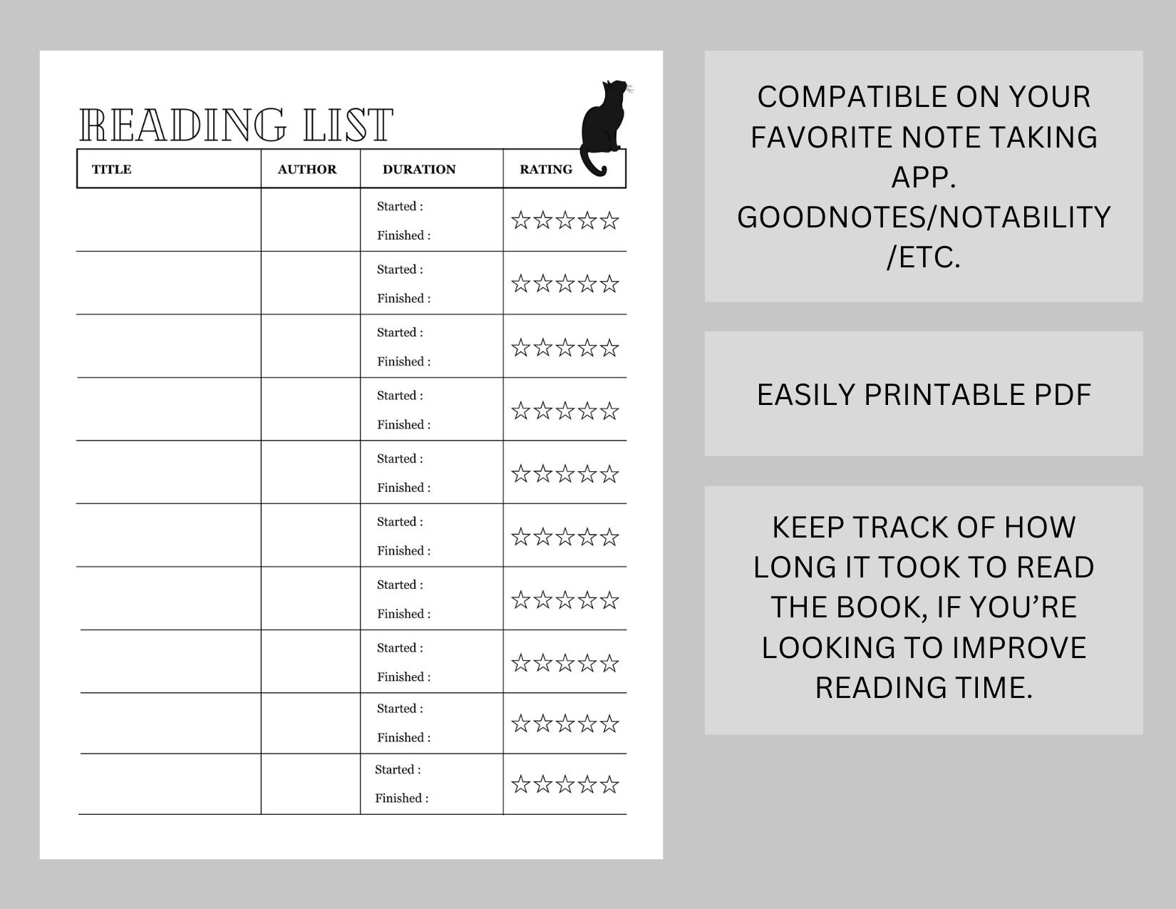 Reading Log Printable / Reading Log Tracker / Reading List Printable ...