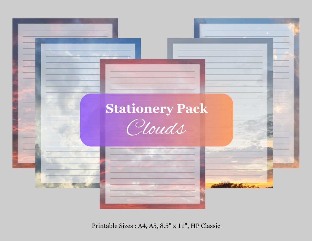 Printable Cloud Stationery Set / Printable Stationery / Journaling ...
