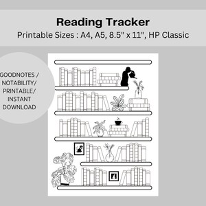 Reading Tracker Bookshelf imprimible / Bookshelf Reading Log Tracker / Registro de lectura / PDF Descarga instantánea / A4 / A5 / Carta / HP Classic