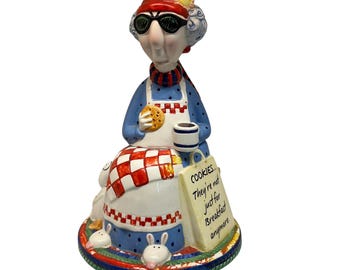 Vintage Maxine Ceramic Cookie Jar - “COOKIES… They’re not just for Breakfast anymore.”