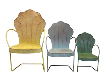 Vintage Salesman Sample Chairs - Clam Shell - 12.75” 10.25” 7.75”