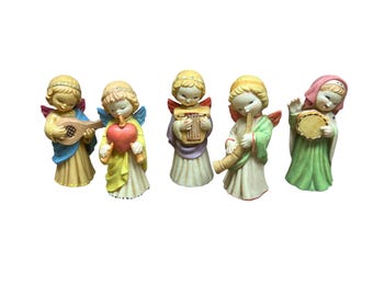 Juego de figuras de ángel vintage de Anri Ferrandiz - Instrumentos musicales - Lote de cinco