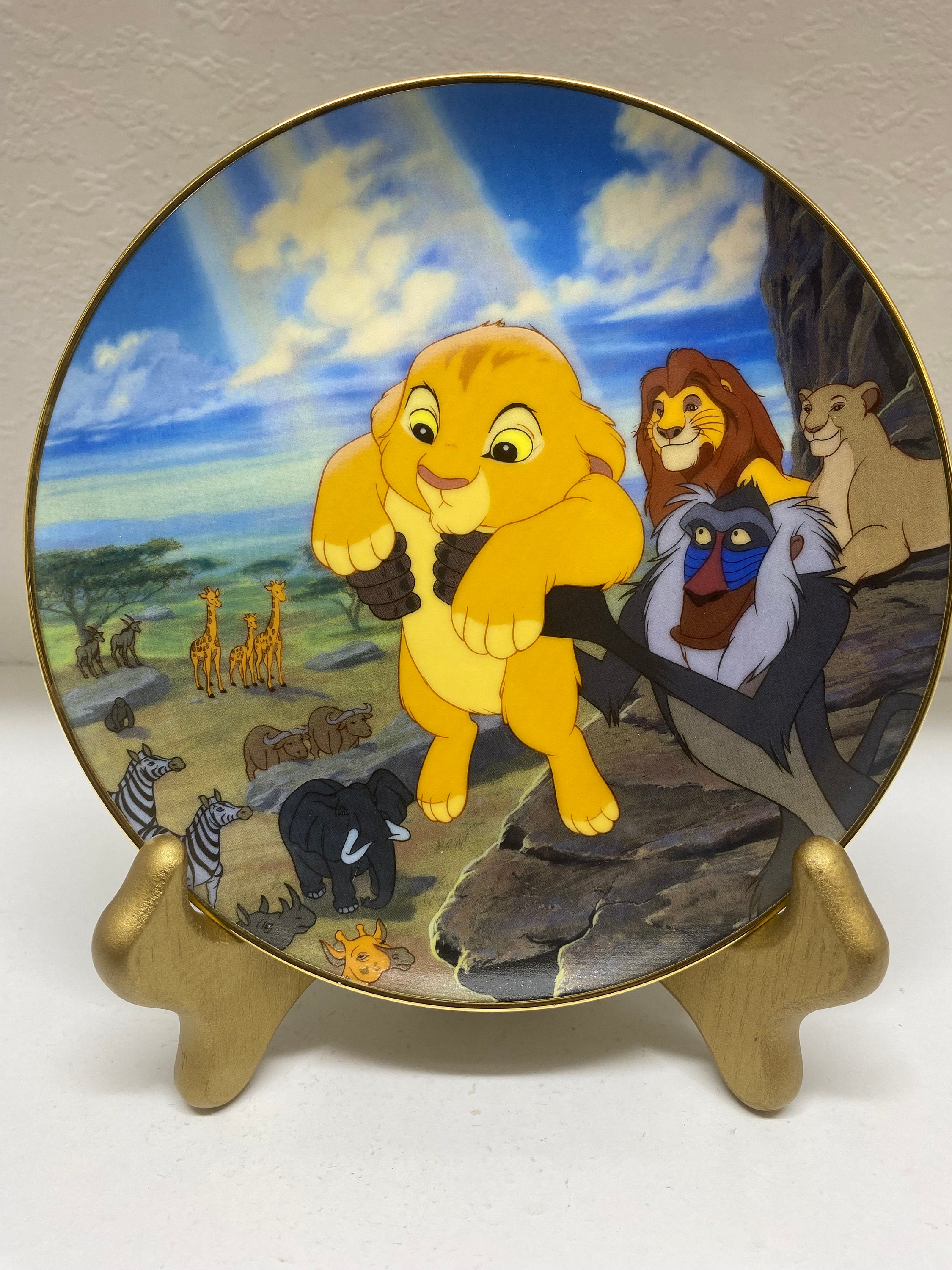 DISNEY GROLIER CHRISTMAS PLATE 1998 LION KING JUNGLE BELLS WITH