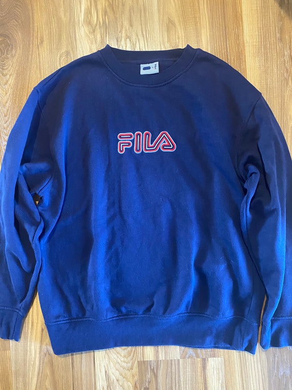 Vintage Navy Blue Embroidered FILA Sweatshirt