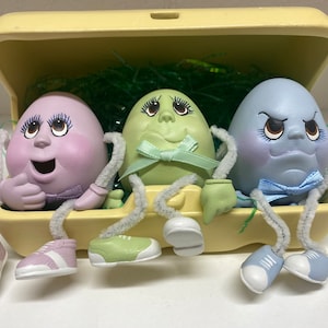 Hand Painted Easter Egg Noggins in Egg Carton Set