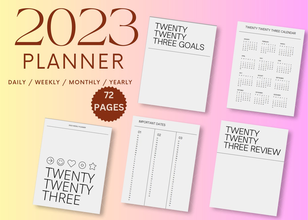 2023 Planner Printable Digital Planner 72 Pages PDF Planner for ...