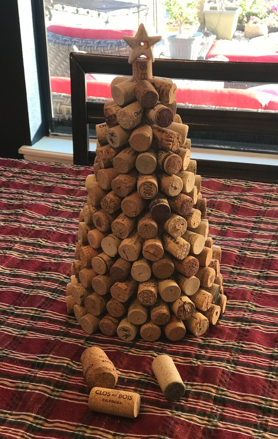 Wine Cork Christmas Tree With Ceramic Star 12 Tall Etsy