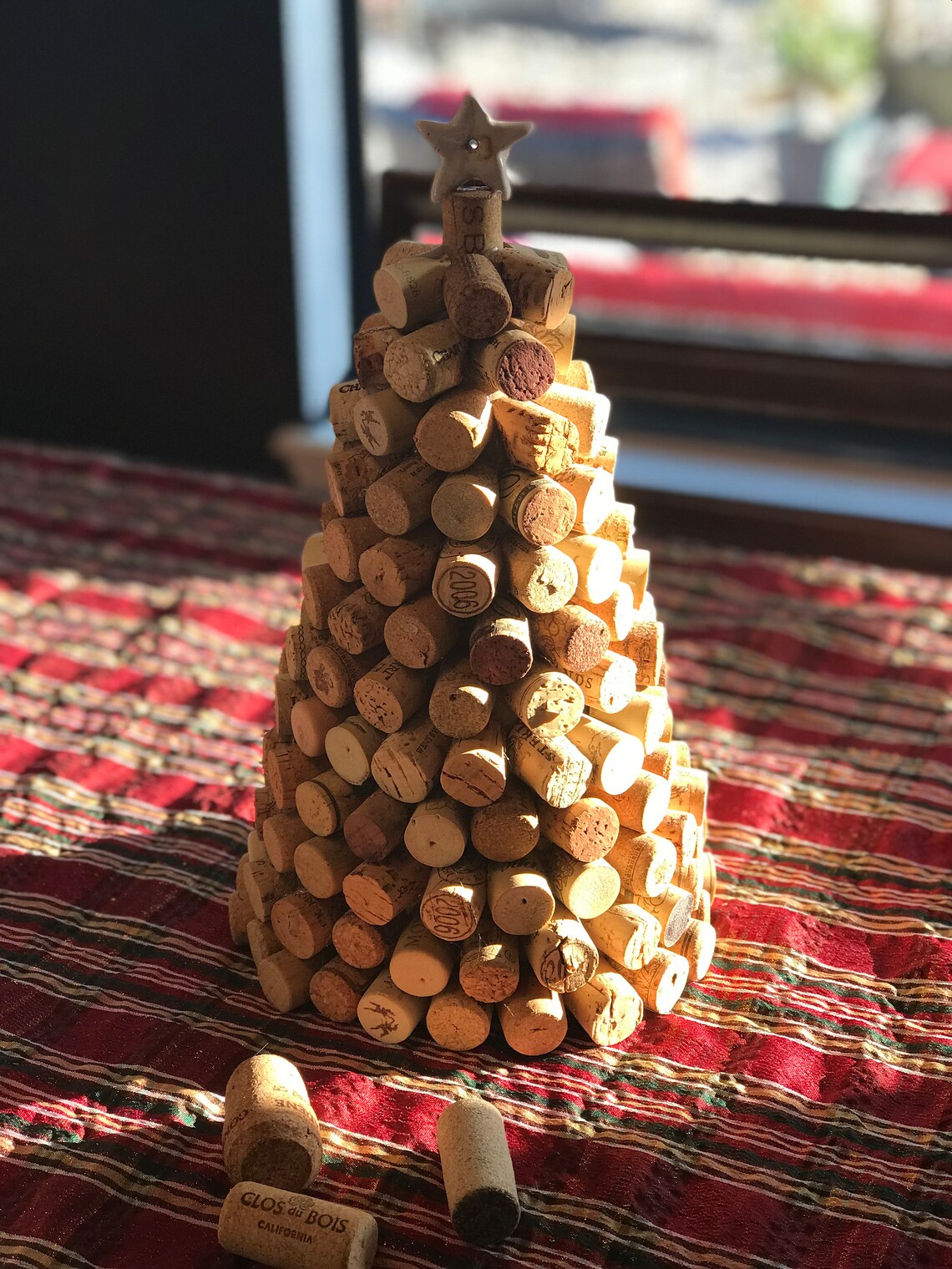 Wine Cork Christmas Tree With Ceramic Star 12 Tall Etsy