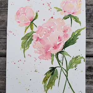 Pinturas florais originais em aquarela, cartões 5x7