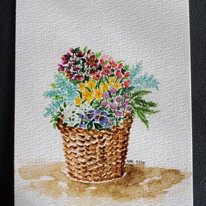 Pinturas florais originais em aquarela, cartões 4x6