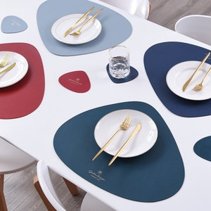 Faux Leather Round Placemats 12-18inch,coffee Mats Kitchen Table Mats,  Waterproof, Easy to Clean for Double Sided Kitchen Dining Round Table 