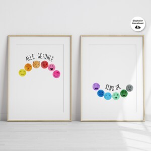 Poster Sentimenti Bambini Emozioni Murale Asilo Nido Mindfulness Autoregolazione PDF Modello di Stampa Arte Digitale da Parete Cameretta Bambini Educazione Emotiva