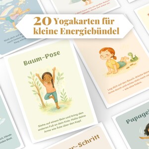Tarjetas de yoga para niños, atención plena, movimiento, relajación, energía, confianza en uno mismo, regalo, escolarización, guardería, preescolar. Descargar PDF.