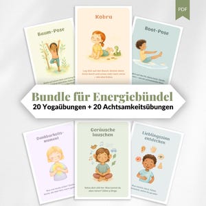 Yoga Cards Children Mindfulness Exercises Self-Regulation Quiet Games Preschool Daycare Learning Cards Movement Relaxation PDF Set Digital