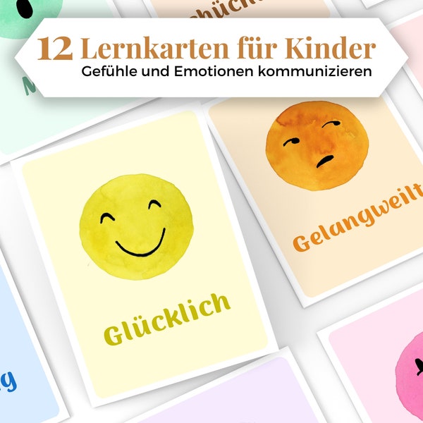 Lernkarten für Kinder Emotionen und Gefühle spielerisch lernen Geschenk Vorschulkarten Gefühle ausdrücken Digitaler Download zum ausdrucken