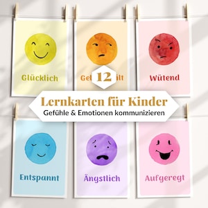 Tarjetas didácticas sobre sentimientos para niños, reconocimiento de emociones, atención plena, preescolar, autorregulación, comunicación, guardería, PDF, mural, descarga digital.