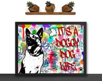 Retrato de mascota personalizado Amante de los perros Decoración de arte de la pared Foto a Graffiti Estilo Banksy Obra de arte Lienzo Enmarcado Pintura Póster Impresión digital