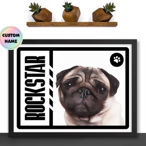 Custom Pet Portrait from Photo Fun Cartoon Wall Paintings on Canvas Original Art Poster Print Framed Digital Portrait Personalized Dog Gifts